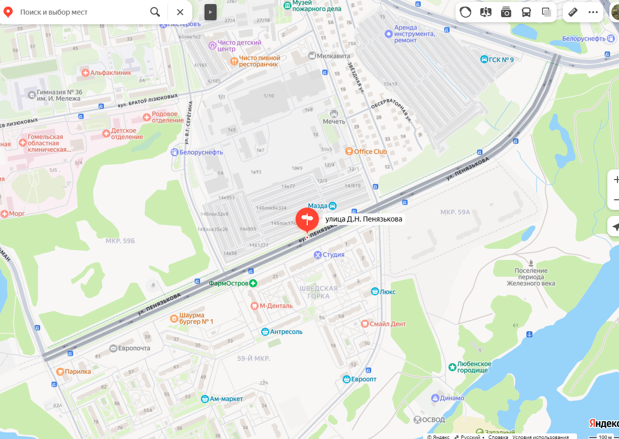 Улица Пенязькова в Гомеле